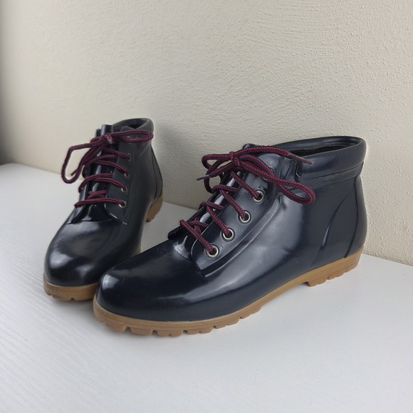 Lands' End Shoes - Lands End Vintage Rubber Navy Blue Rain Duck‎ Garden Shoe Boots Women's Size 9 M